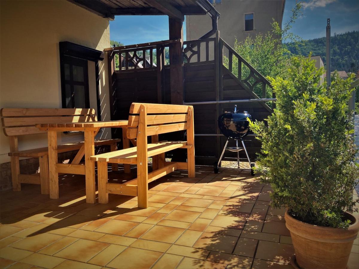Sandstein-Ferien, Kamin, Fewo "Wanderfalke", Zentral & Ruhig, Terrasse, Saechs Schweiz Königstein an der Elbe Eksteriør billede