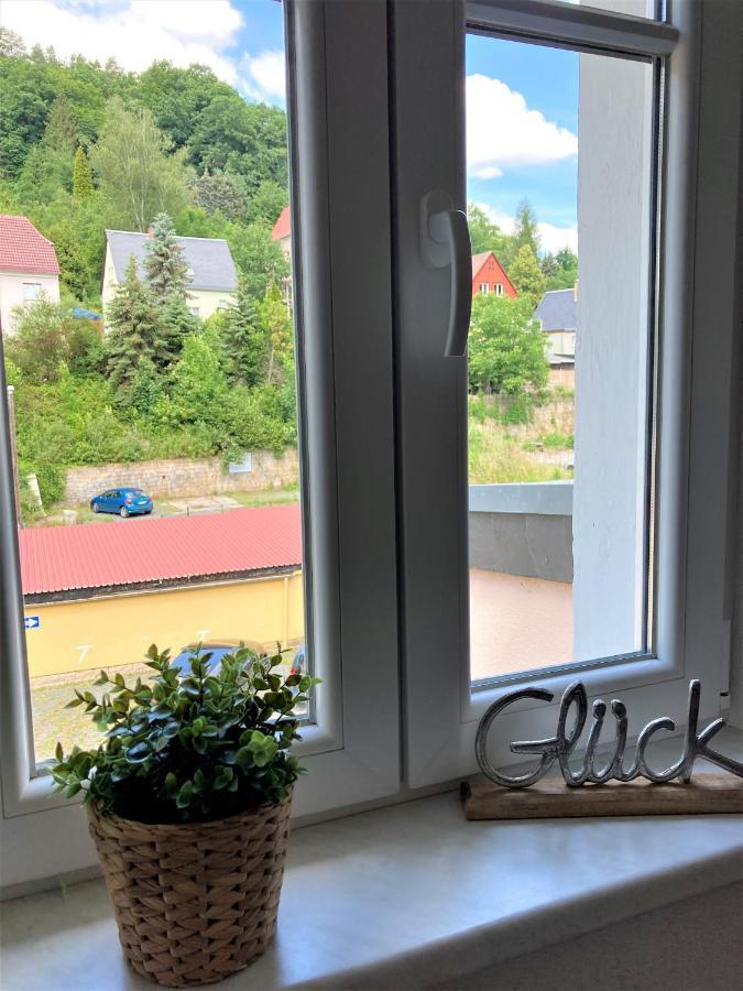 Sandstein-Ferien, Kamin, Fewo "Wanderfalke", Zentral & Ruhig, Terrasse, Saechs Schweiz Königstein an der Elbe Eksteriør billede